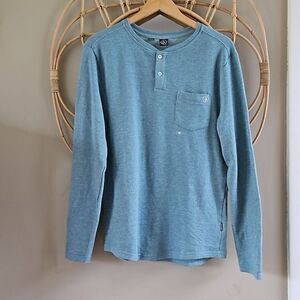 Volcom Men's Same Difference Heathered Teal Long Sleeve Terry‎ Henly Sz M NWT